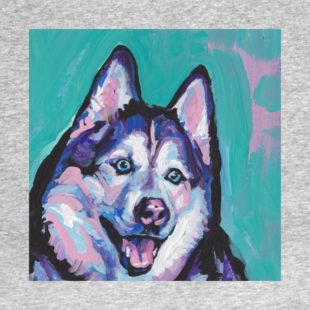 Siberian Husky Bright colorful pop dog art by bentnotbroken11